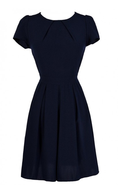 Navy A-Line Dress, Cute Navy Dress, Navy Tie Back Dress, Navy Party Dress, Navy Sundress