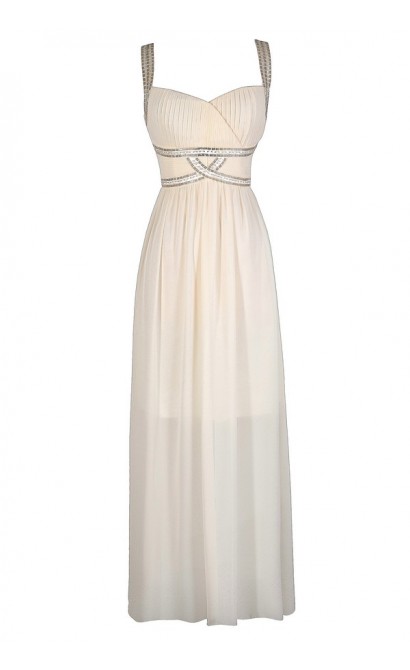 Ivory Maxi Dress, Off White Maxi Dress, Embellished Maxi Dress, Ivory Prom Dress, Cute Prom Dress, Off White Prom Dress, Beaded Prom Dress, Cute Formal Dress