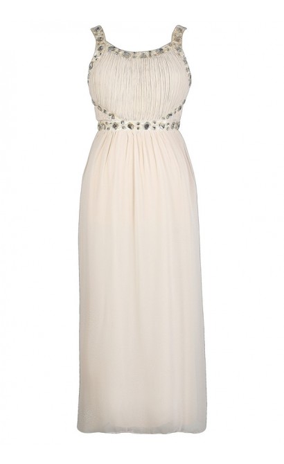 Beige Plus Size Maxi Dress, Beige Plus Size Formal Dress, Beige Plus Size Prom Dress, Cute Beige Plus Size Embellished Dress, Ivory Plus Size Maxi Dress, Ivory Embellished Plus Size Dress, Ivory Rhinestone Plus Size Dress