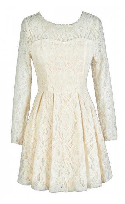 Cream Lace Dress, Ivory Lace Dress, Longsleeve Lace Dress, Lace A-Line Dress, Ivory Lace A-Line Dress, Cream Lace A-Line Dress, Beige Lace Dress, Ivory Lace Rehearsal Dinner Dress, Beige Lace Rehearsal Dinner Dress, Cream Lace Rehearsal Dinner Dress, Ivor