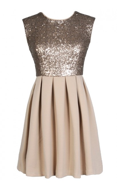 Beige Sequin Dress, Gold Sequin Party Dress, Beige Sequin Cocktail Dress, Cute New Years Dress, Cute Holiday Dress, Beige and Gold Sequin Dress, Gold Sequin A-Line Dress, Beige Sequin A-Line Dress, Beige Sequin Cocktail Dress
