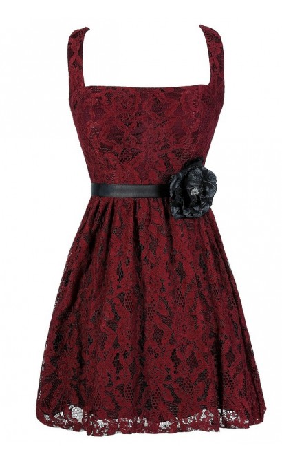 Burgundy Lace Dress, Red Lace Dress, Cute Lace Dress, Cute Holiday Dress, Cute Christmas Dress, Burgundy Lace A-Line Dress, Burgundy Lace Party Dress