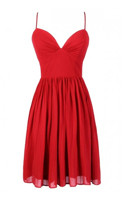 Cute Red Dress, Cute Holiday Dress, Cute Christmas Dress, Red Cocktail Dress, Red Party Dress, Red A-Line Dress, Red Spaghetti Strap Dress