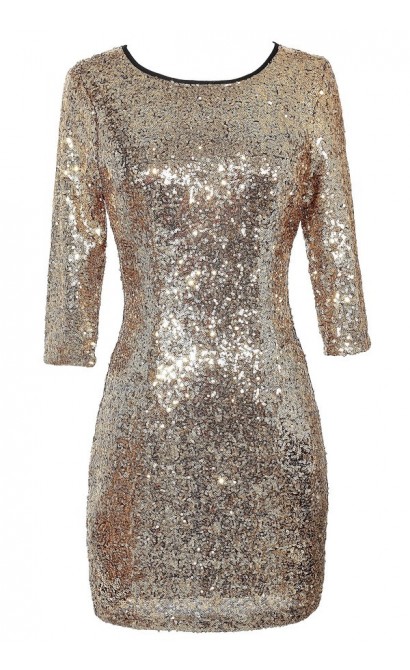 Cute Gold Dress, Gold Sequin Dress, Gold Sequin Party Dress, Gold Sequin Cocktail Dress, Cute New Years Dress, Cute Holiday Dress, Gold Sequin Bodycon Dress, Gold Sequin Pencil Dress, Gold Sequin Dress With Sleeves