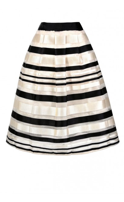 Black and Ivory Stripe Skirt, Cute Stripe Skirt, Black and Ivory Stripe A-line Skirt