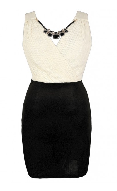 Cute Plus Size Dress, Black and Ivory Plus Size Party Dress, Black and Ivory Plus Size Pencil Dress, Black and Ivory Plus Size Cocktail Dress