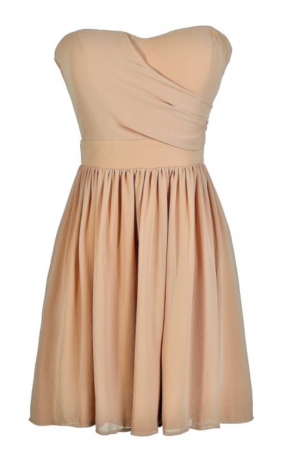 Cute Mocha Dress, Mocha Strapless Dress, Mocha Party Dress, Mocha Bridesmaid Dress, Mocha Chiffon Dress, Taupe Bridesmaid Dress, Taupe Strapless Dress, Taupe Party Dress