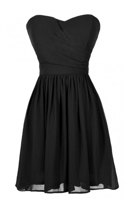 Black Strapless A-Line Dress, Little Black Dress, Black Party Dress ...