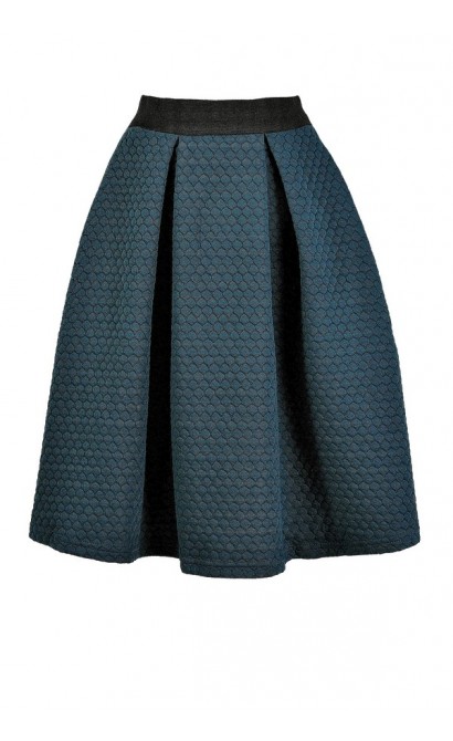 Teal A-Line Skirt, Green A-Line Skirt, Cute Fall Skirt, Cute Winter Skirt, Teal Quilted Skirt