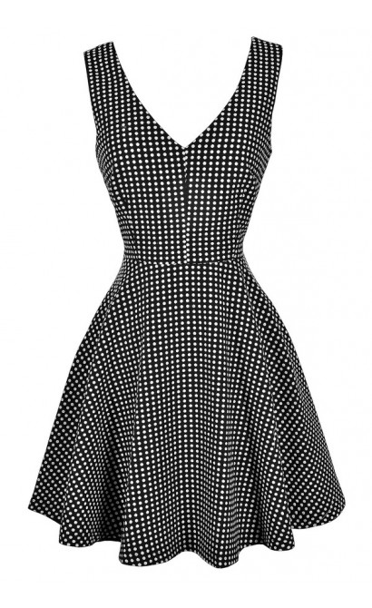 Black and White Polka Dot Dress, Black and Ivory Polka Dot Dress, Cute Polka Dot Dress, Retro Polka Dot Dress, Polka Dot A-Line Dress, Polka Dot Fit and Flare Dress, 1960s Polka Dot Dress, 1950s Polka Dot Dress, Cute Polka Dot Dress