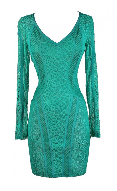 Mixed Lace Bodycon Dress, Teal Lace Bodycon Dress, Jade Lace Bodycon Dress, Aqua Lace Bodycon Dress, Longsleeve Lace Bodycon Dress, Lace Bodycon Dress, Green Bodycon Dress, Green Lace Bodycon Dress