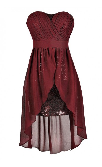 Burgundy Sequin Party Dress, Cute Burgundy Dress, Cute Red Dress ...