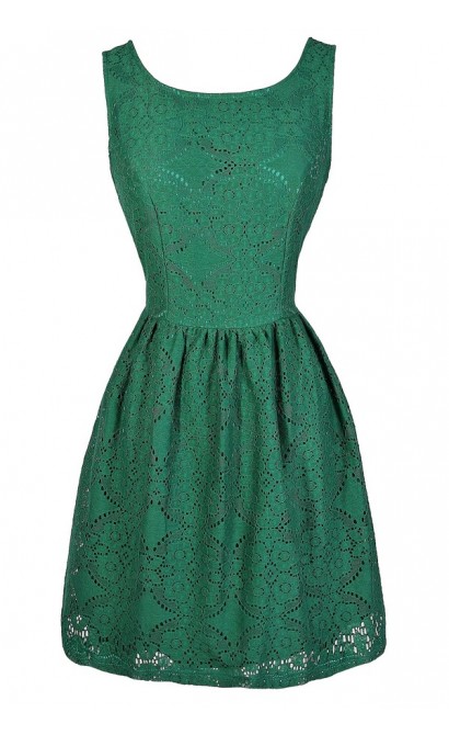 Green Lace Dress, Green Eyelet Lace Dress, Green Lasercut Lace Dress, Hunter Green Lace Dress, Green Lace Bridesmaid Dress, Green Lace Party Dress, Green Lace Summer Dress