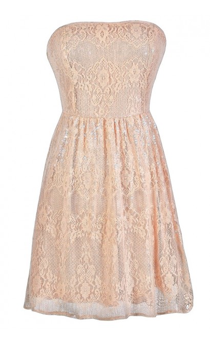 Pink Sequin Lace Dress, Pink Lace Dress Lily Boutique