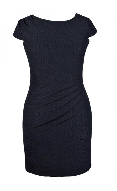 Cute Plus Size Dress, Plus Size Pencil Dress, Plus Size Navy Pencil Dress, Plus Size Work Dress, Plus Size Capsleeve Pencil Dress