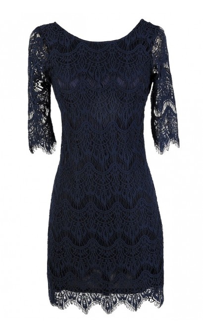 Cute Navy Dress, Navy Lace Dress, Navy Lace Sheath Dress, Navy Lace Party Dress