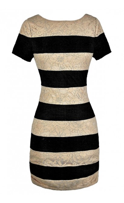 Black and Beige Lace Dress, Black and Beige Stripe Dress, Black and Beige Lace Stripe Dress, Cute Black and Beige Dress, Black and Beige Pencil Dress, Black and Beige Work Dress, Cute Work Dress, Lace Pencil Dress
