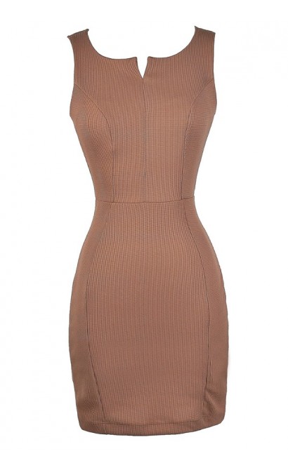 Cute Work Dress, Cute Mocha Dress, Cute Camel Dress, Mocha Pencil Dress, Camel Pencil Dress