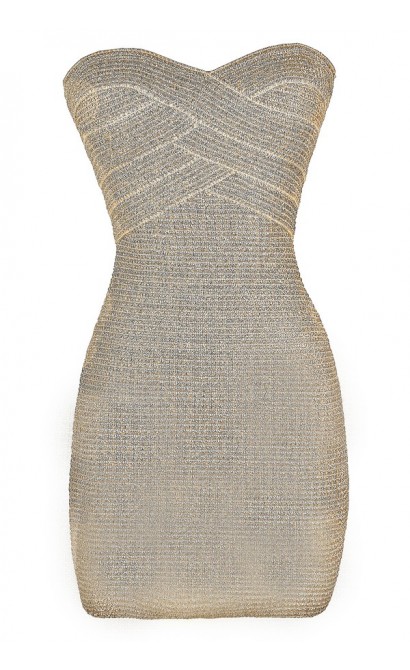 Cute Party Dress, Cute Cocktail Dress, Cute Bodycon Dress, Silver Bodycon Dress, Gold Bodycon Dress, Silver Strapless Dress, Gold Strapless Dress, Metallic Bodycon Dress