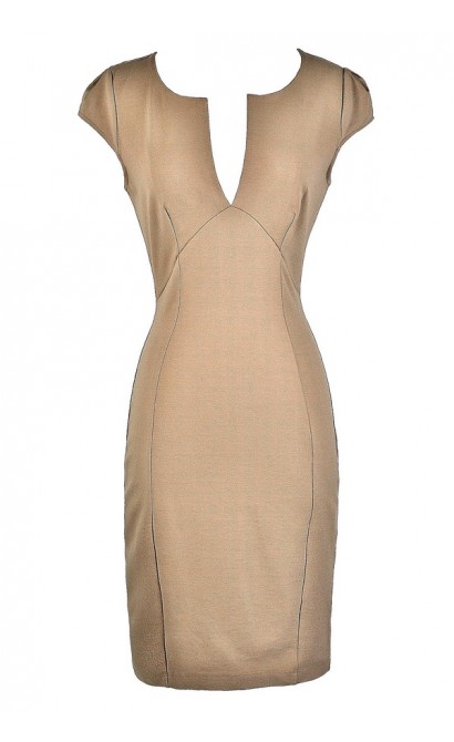 Cute Beige Dress, Beige Pencil Dress, Beige Capsleeve Dress, Beige Fitted Dress, Beige Capsleeve Pencil Dress, Cute Beige Dress, Beige Cocktail Dress, Beige Party Dress