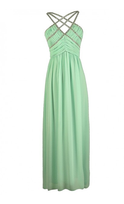 Cute Mint Dress, Mint Prom Dress, Mint Maxi Dress, Mint Formal Dress, Mint Embellished Maxi Dress, Mint Embellished Prom Dress