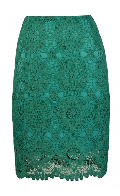 Jade Lace Pencil Skirt, Teal Lace Pencil Skirt, Crochet Lace Skirt, Crochet Lace Pencil Skirt, Jade Crochet Lace Pencil Skirt, Teal Crochet Lace Pencil Skirt, Teal Pencil Skirt, Jade Pencil Skirt