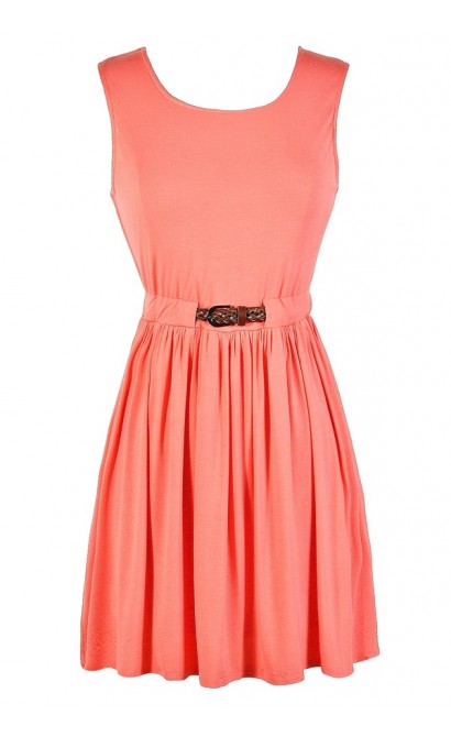 Cute Coral Pink Dress, Cute Summer Dress Lily Boutique