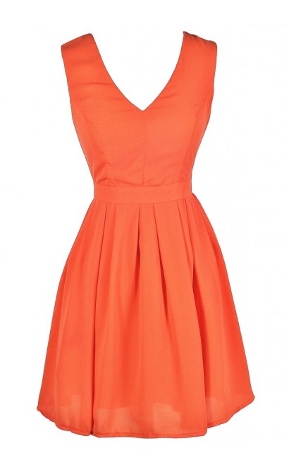 Cute Orange Dress, Orange Party Dress, Orange Cocktail Dress, Orange A-Line Dress, Cute Summer Dress, Orange Summer Dress