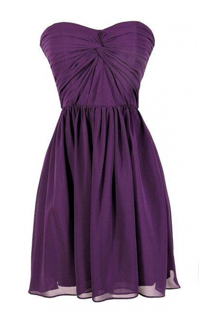 Cute Purple Dress, Purple Bridesmaid Dress, Purple Strapless Dress, Purple Chiffon Dress, Royal Purple Dress, Purple Party Dress, Purple Cocktail Dress