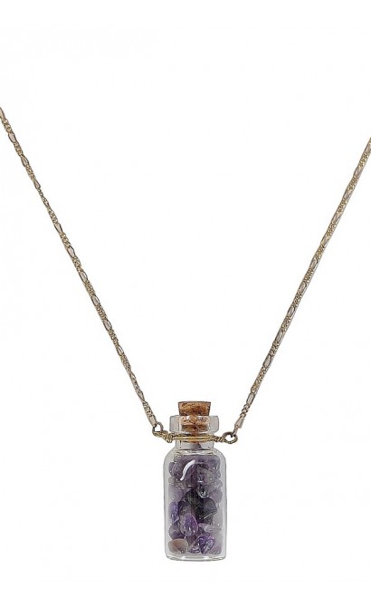 Cute Necklace, Cute Jewelry, Bottle Necklace, Purple Bottle Necklace, Amethyst Bottle Necklace, Purple Stone Bottle Necklace, Purple Stone Necklace