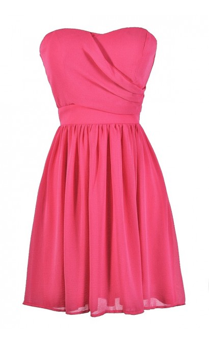 Hot Pink Dress, Bright Pink Dress, Pink Party Dress, Pink Cocktail Dress, Bright Pink Party Dress, Bright Pink Strapless Dress, Bright Pink Cocktail Dress, Hot Pink Bridesmaid Dress, Bright Pink Bridesmaid Dress, Cute Summer Dress, Cute Party Dress