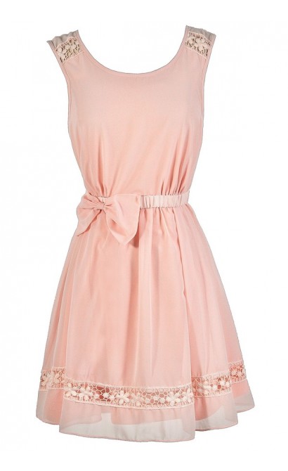 Cute Pink Dress, Pink Bow Dress, Pale Pink Dress, Blush Pink Dress, Pink A-Line Dress, Pink Party Dress, Blush Party Dress, Pink Bridesmaid Dress, Pink Summer Dress