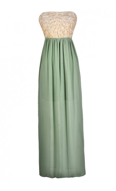 Sage Maxi Dress, Green Maxi Dress, Beige and Green Maxi Dress, Cream and Green Maxi Dress, Cute Summer Dress