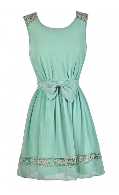 Cute Mint Dress, Mint Lace Dress, Mint Party Dress, Mint A-Line Dress, Cute Summer Dress, Cute Party Dress, Cute Bow Dress, Mint Summer Dress