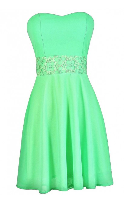 Bright Green Dress, Neon Green Dress, Green Party Dress, Green Summer Dress, Green Cocktail Dress, Neon Green A-Line Dress, Bright Green Strapless Dress