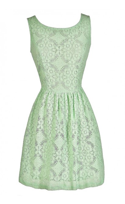 Cute Mint Dress, Mint Party Dress, Mint A-Line Dress, Mint Eyelet Dress, Mint Party Dress