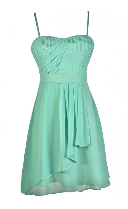 Cute Mint Dress, Mint Chiffon Dress, Mint Party Dress, Mint Bridesmaid Dress, Mint A-Line Dress, Flowy Mint Dress, Mint Summer Dress