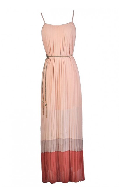 Cute Maxi Dress, Summer Maxi Dress, Colorblock Maxi Dress, Pink and Coral Maxi Dress