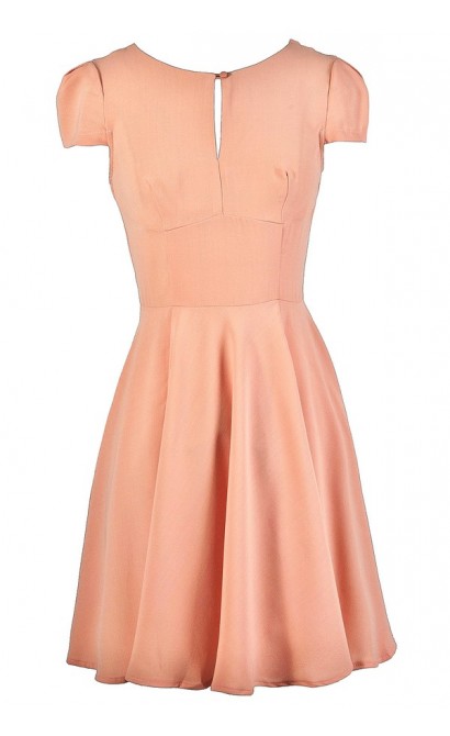 Cute Peach Dress, Peach A-Line Dress, Peach Summer Dress, Peach Capsleeve Dress, Cute Peach Dress, Cute Summer Dress
