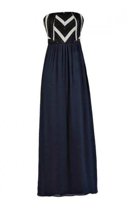 Cute Maxi Dress, Navy Maxi Dress, Cute Summer Dress, Summer Maxi Dress, Navy Summer Dress, Strapless Maxi Dress