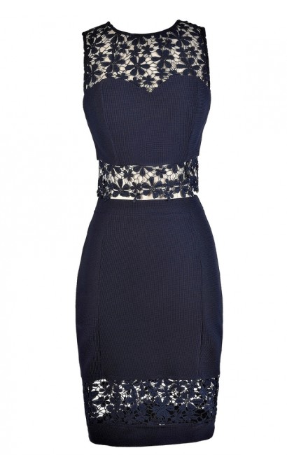 Navy Two Piece Outfit, Navy Two Piece Dress, Navy Crochet Lace Two Piece Dress, Navy Crop Top and Pencil Skirt, Crop Top and Skirt Outfit, Navy Summer Outfit