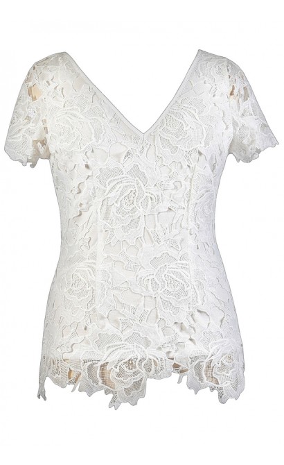 Cute Plus Size Top, White Lace Plus Size Top, Ivory Lace Plus Size Top, Cute Summer Top, Lace Summer Top, White Lace Top