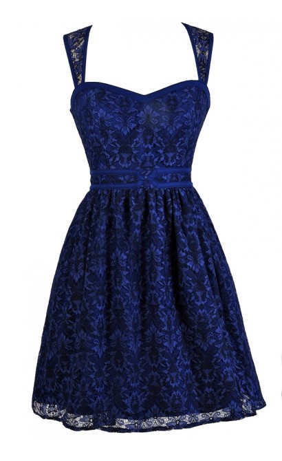 Blue Lace Dress, Royal Blue Lace Dress, Blue Lace Party Dress, Blue Lace Cocktail Dress, Blue Lace A-Line Dress, Cute Blue Dress, Bright Blue Dress
