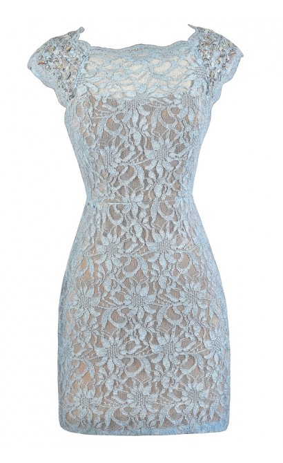 Pale Blue Lace Dress, Sky Blue Lace Dress, Baby Blue Lace Dress, Pale Blue Glitter Lace Dress, Sky Blue Glitter Lace Dress, Baby Blue Embellished Shoulder Lace Dress, Baby Blue Cocktail Dress, Sky Blue Party Dress