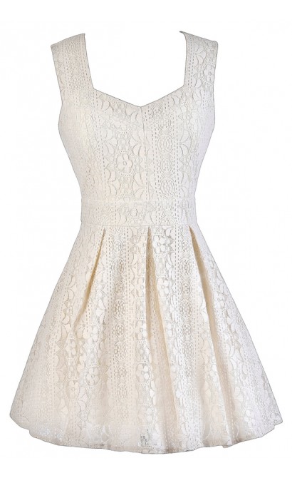 Off White Lace Dress, Ivory Lace Dress, Off White Lace Summer Dress, Ivory Lace A-Line Dress, Ivory A-Line Party Dress, Off White Lace Cocktail Dress, Cute Summer Dress