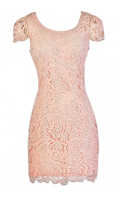 Pink Capsleeve Lace Dress, Pink Lace Pencil Dress, Pink Lace Party Dress, Pink Lace Summer Dress