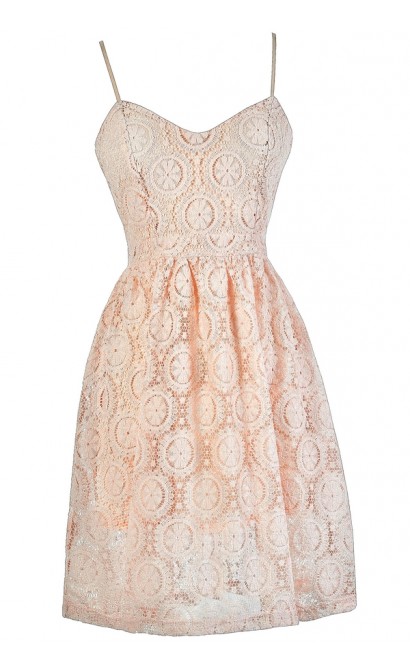 Pink Lace Dress, Pale Pink Lace Dress, Pink Lace A-Line Dress, Pink Lace Party Dress, Pink Lace Summer Dress, Pale Pink Lace Dress