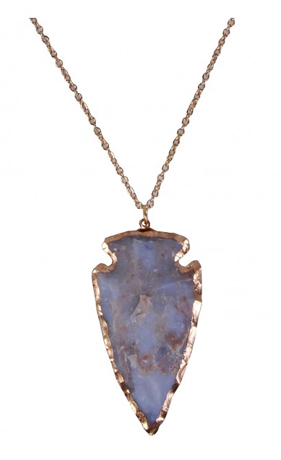 Blue and Gold Arrowhead Necklace