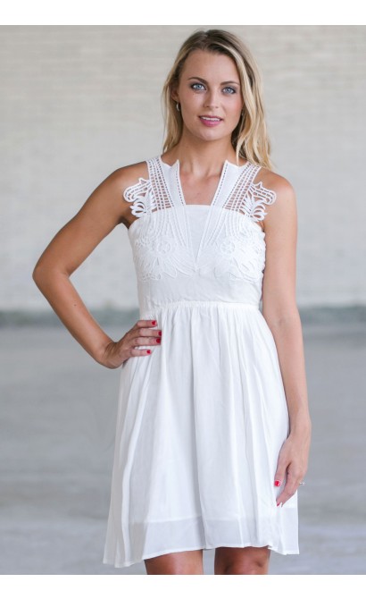 Cute White Summer Dress, White Sundress Online, Boutique Dresses