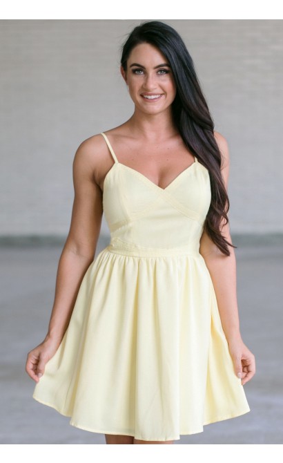 Cute Yellow Summer Dress, Yellow A-Line Party Dress, Yellow Juniors Dress Online